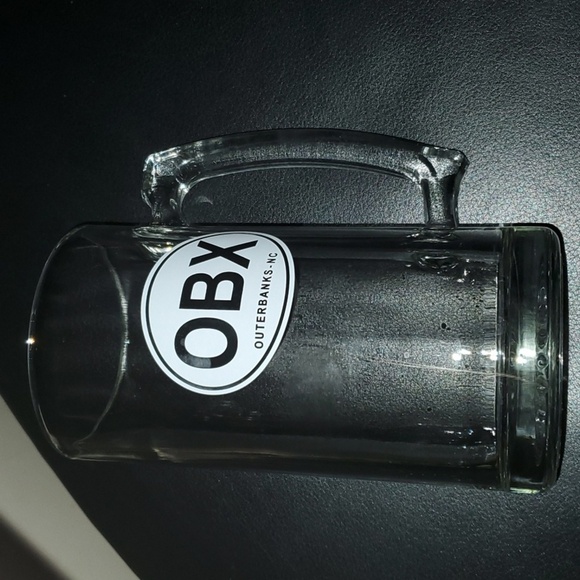 Outerbanks NC drinking glass clear glass 7” tall beer mug Berr Stein Euc OXB - Picture 7 of 8